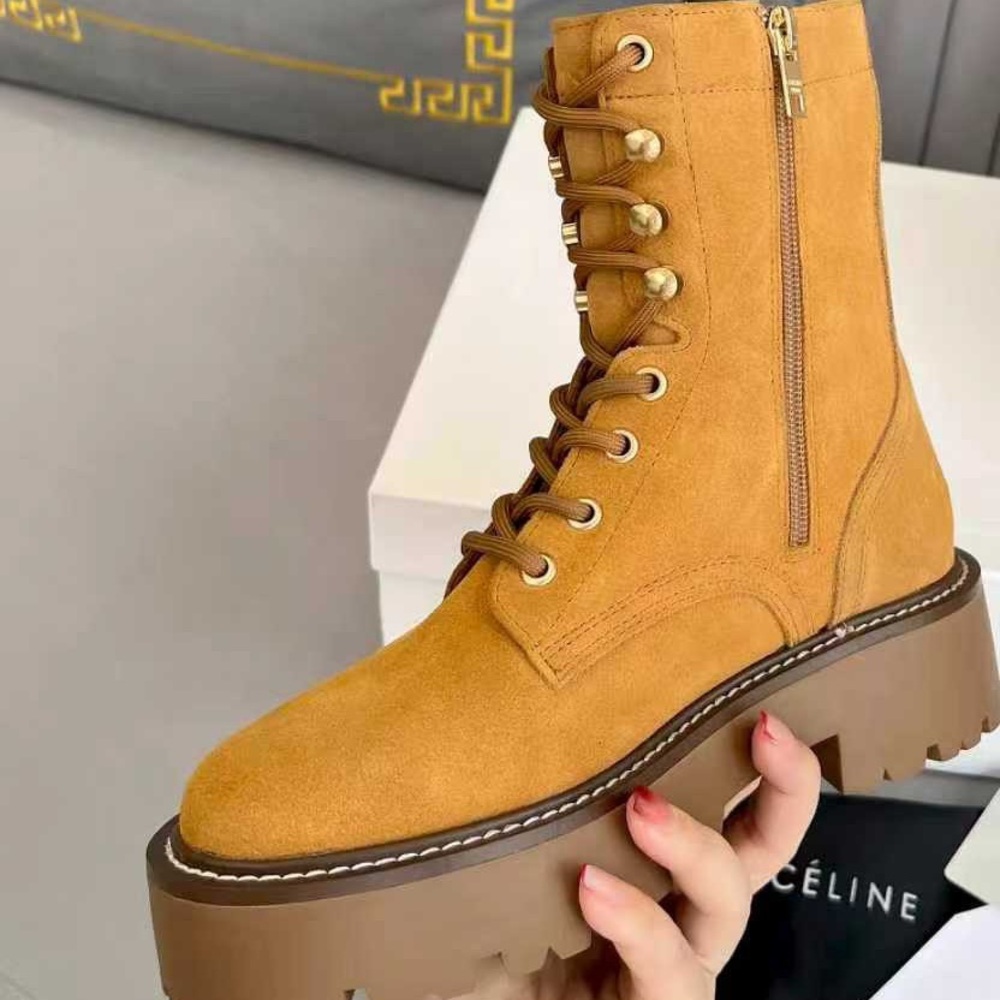 💰 Women's Celine Yellow Combat Boots, Like-New✨ - Picture 4 of 7